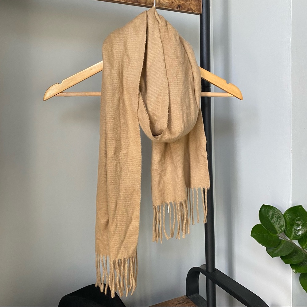 Cejon Soft Woven Italian Acrylic Scarf with Fringe, Camel, 48" x 12"